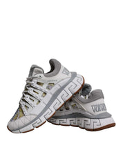 Versace Sneakers Versace White Trigreca Barocco Print Low Top Sneakers Shoes