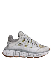 Versace Sneakers Versace White Trigreca Barocco Print Low Top Sneakers Shoes