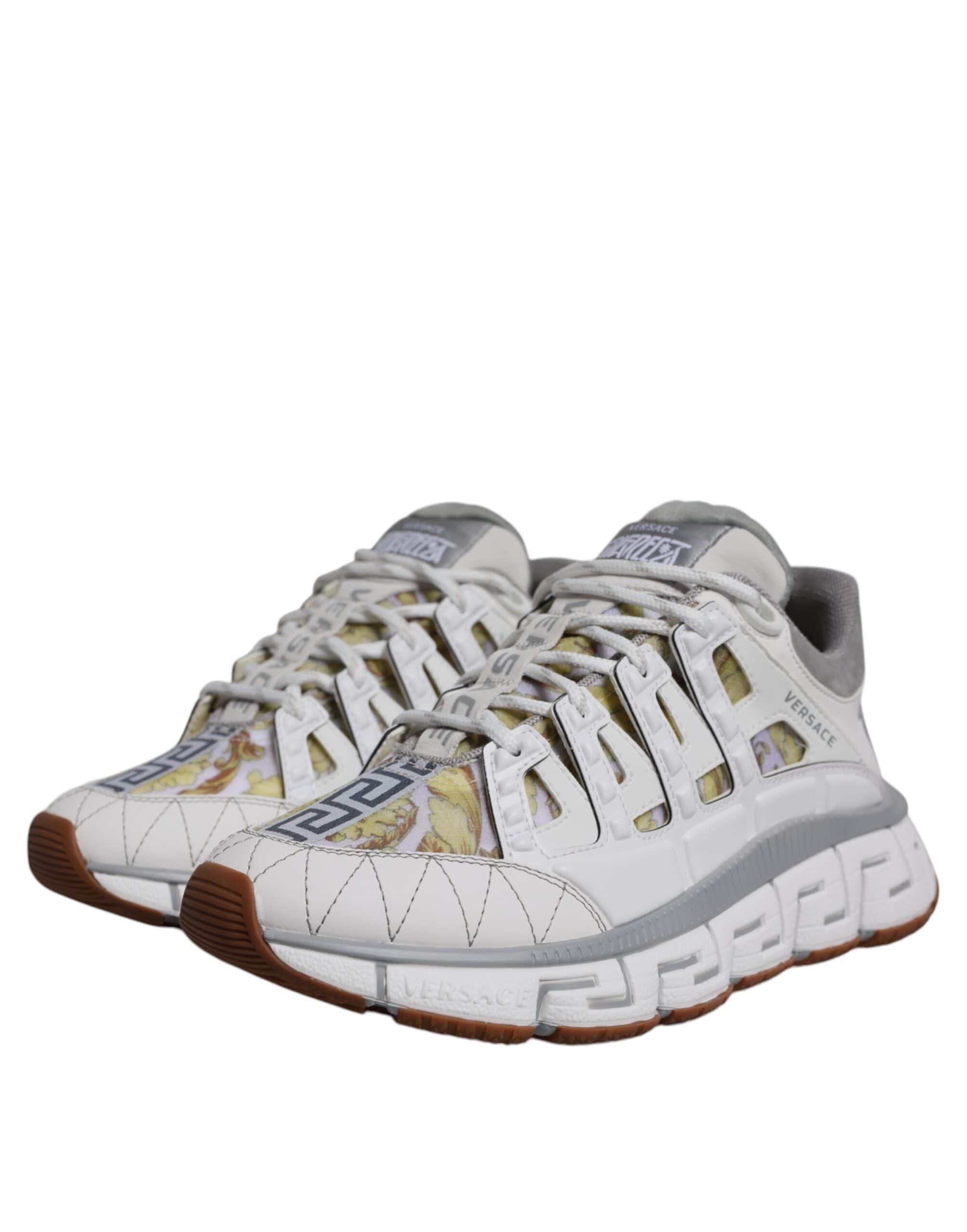 Versace Sneakers Versace White Trigreca Barocco Print Low Top Sneakers Shoes
