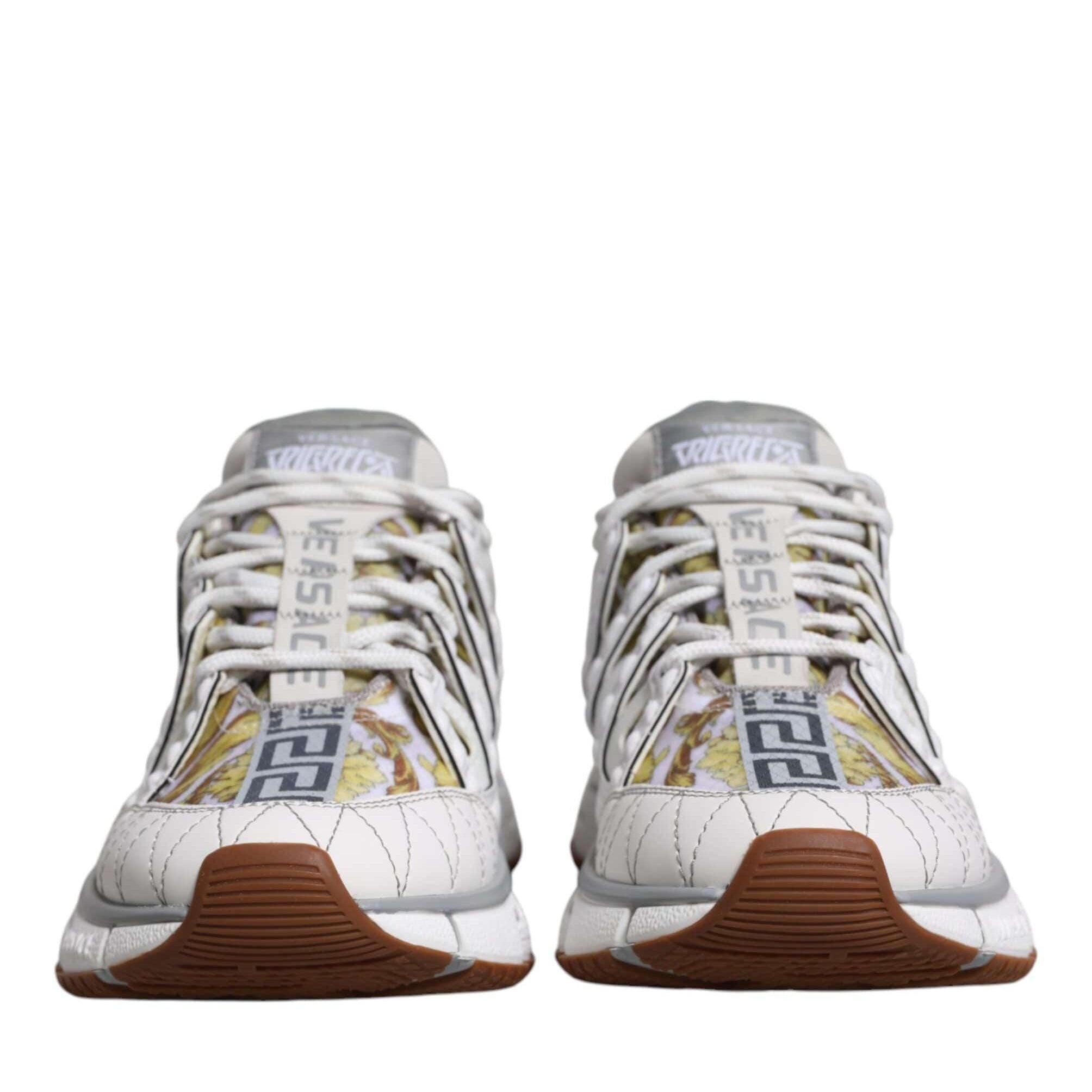 Versace Sneakers Versace White Trigreca Barocco Print Low Top Sneakers Shoes
