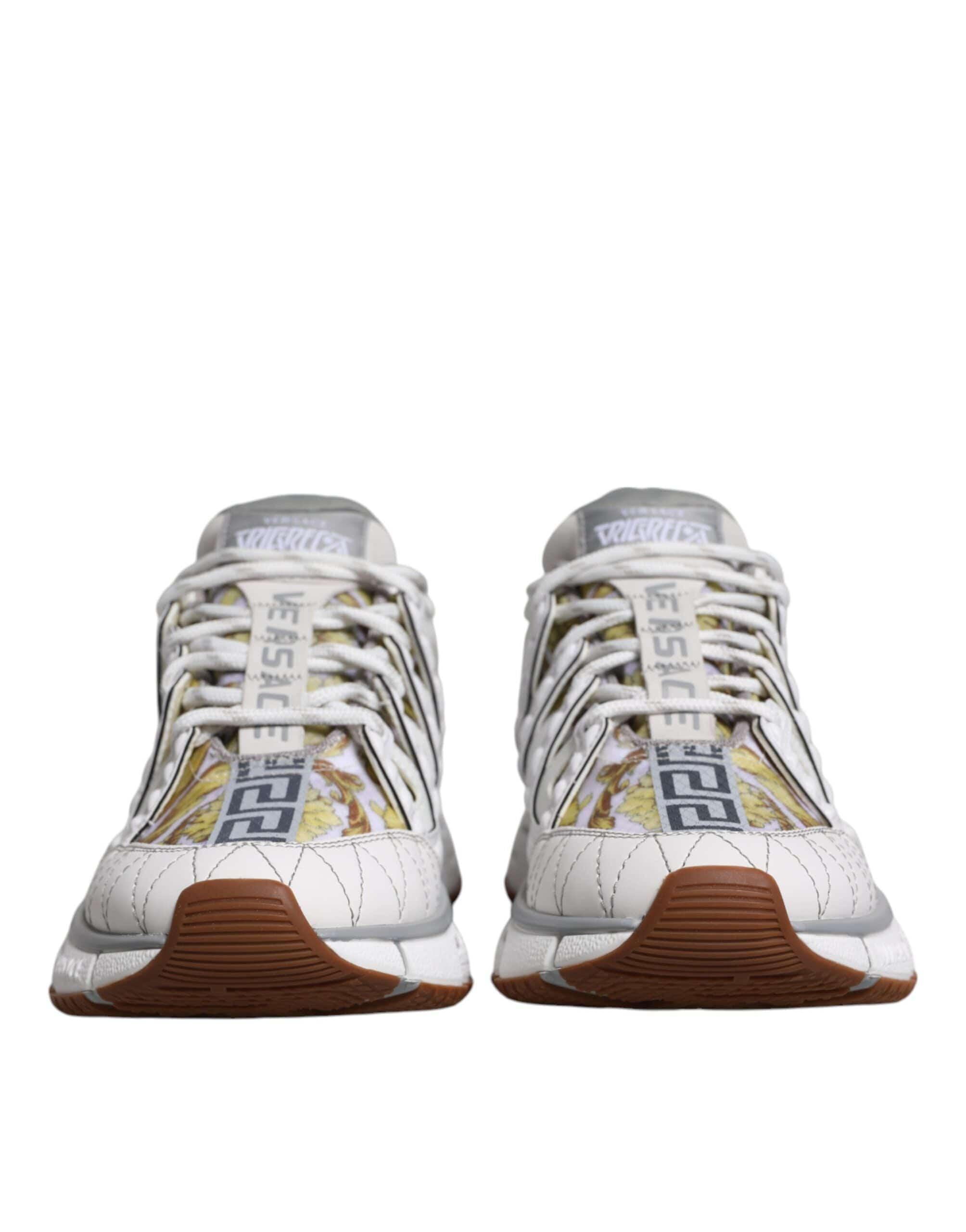 Versace Sneakers Versace White Trigreca Barocco Print Low Top Sneakers Shoes
