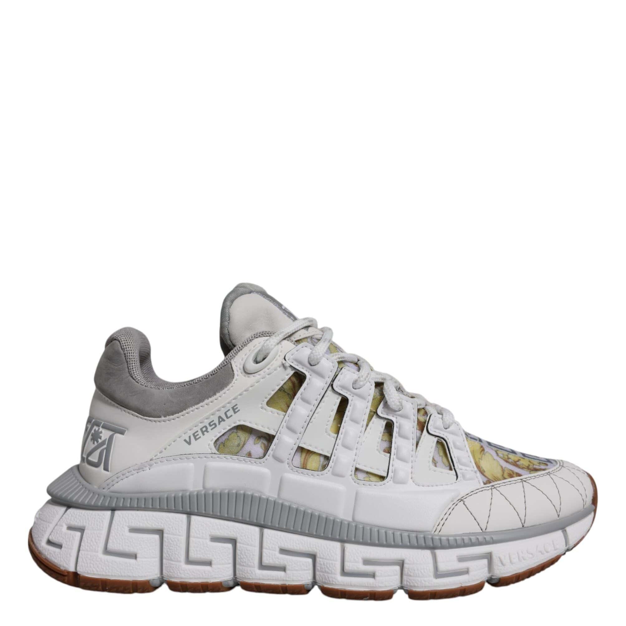 Versace Sneakers Versace White Trigreca Barocco Print Low Top Sneakers Shoes