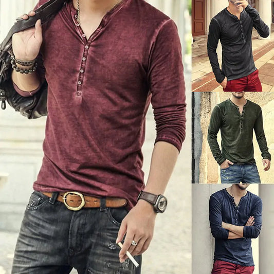 Men's V-Neck Long Sleeve Shirt